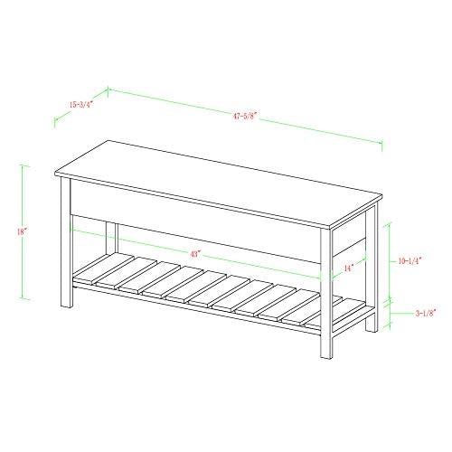 Walker Edison Julian Rustic Farmhouse Lift Top Entry Bench with Bottom Rack, 48 Inch - Grey