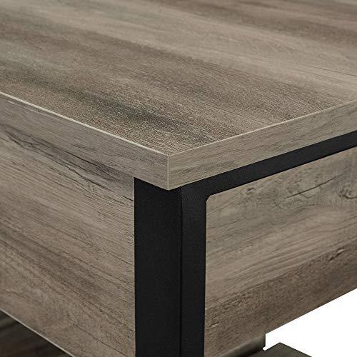 Walker Edison Julian Rustic Farmhouse Lift Top Entry Bench with Bottom Rack, 48 Inch - Grey