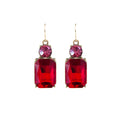 White Leaf Twin Gem Earring In Red & Pink (LTE08RP)