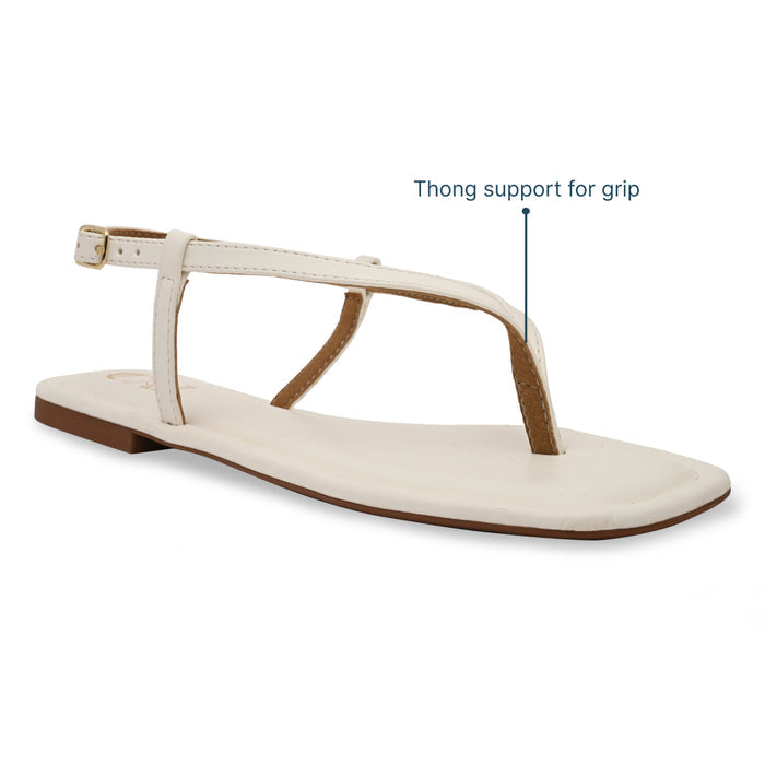 White Thong Backstrap Flats