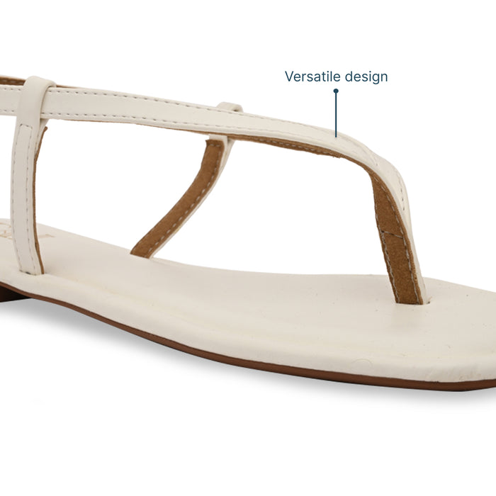 White Thong Backstrap Flats