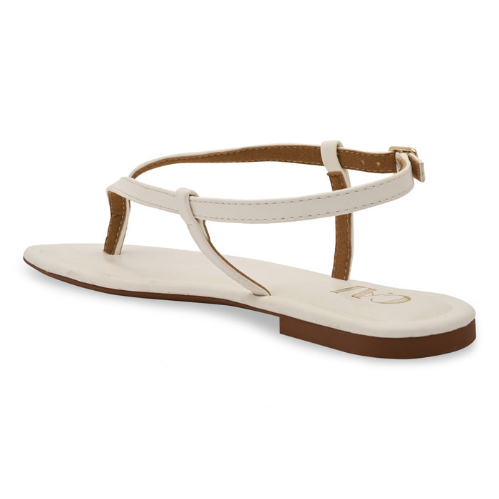 White Thong Backstrap Flats