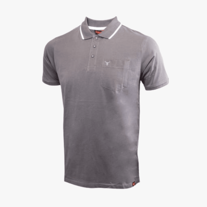 Wildebees Mens Pocket Short Sleeve Golfer Pewter White Wildebees