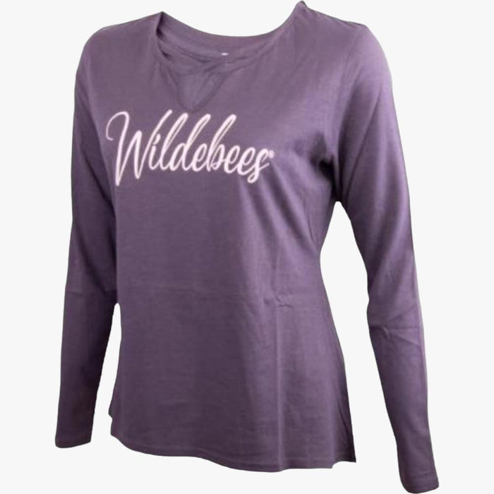 Wildebees Womens Cross Neck Hi Lo Slub Swing Tee Graphite Wildebees