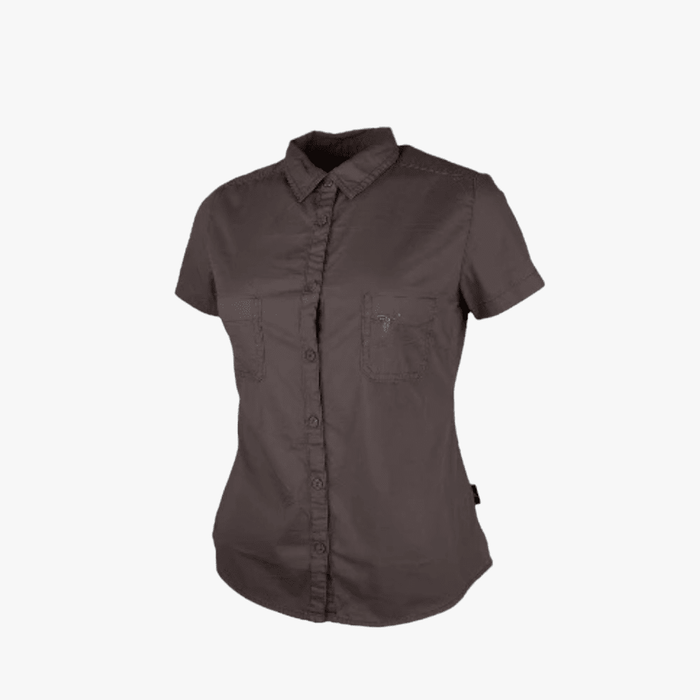 Wildebees Ladies Plain Pocket Blouse Taupe Wildebees