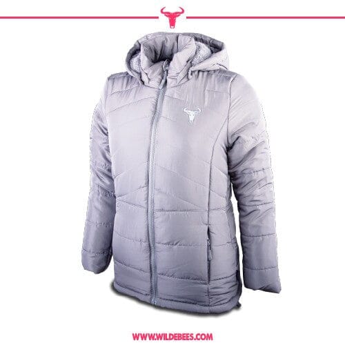 Wildebees Womens Teddy Fleece Plain Puffer Jacket Platinum | Wildebees