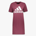 Victory crimson Adidas Women's short sleeve dress with a white logo, displayed flat lay.