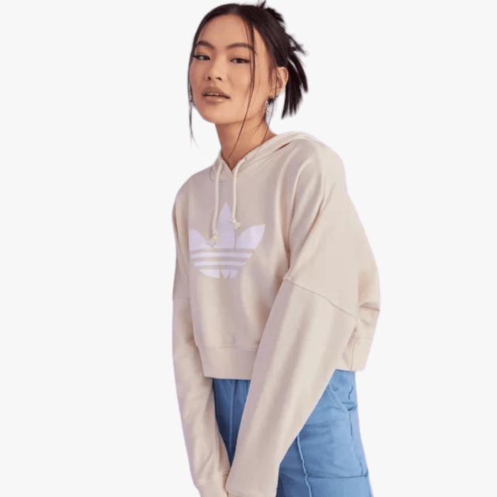 adidas Womens Cropped Hoodie Beige adidas