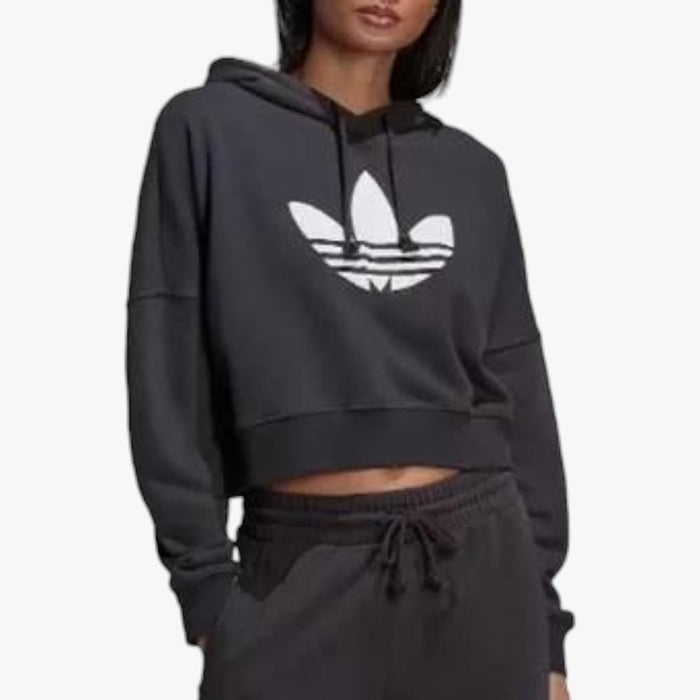 adidas Womens Cropped Hoodie Carbon Charcoal adidas