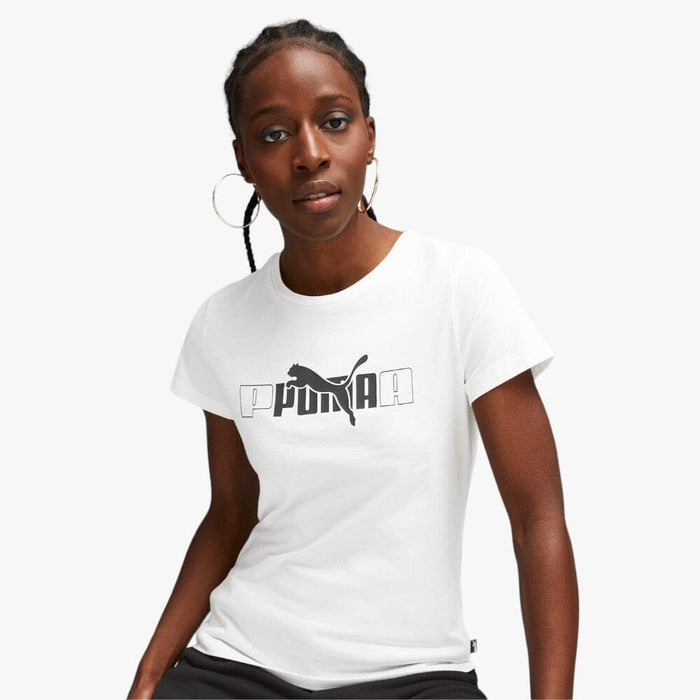 Puma Womens Ess+ Logo Lab Short Sleeve Tee White | Puma