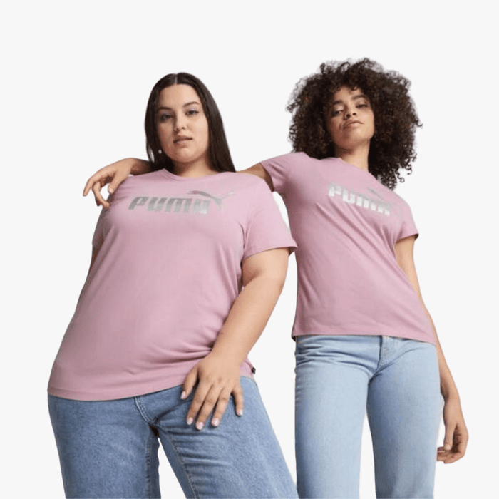 Puma Womens Ess+ Metallic Logo Short Sleeve Tee Mauved | Puma
