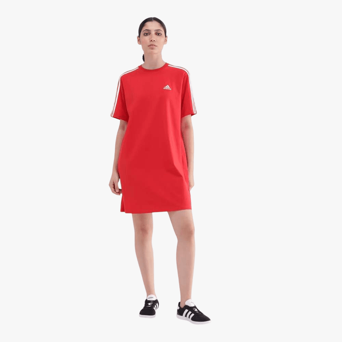 Adidas Womens Essentials 3 Stripes Single Jersey Boyfriend Tee Dress Better Scarlet | Adidas