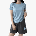 Nike Womens Miler Running Short Sleeve Top Sky Blue Nike