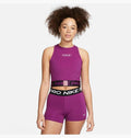 Nike Womens Pro Dri-Fit Graphic Crop Tank Top Violet Nike