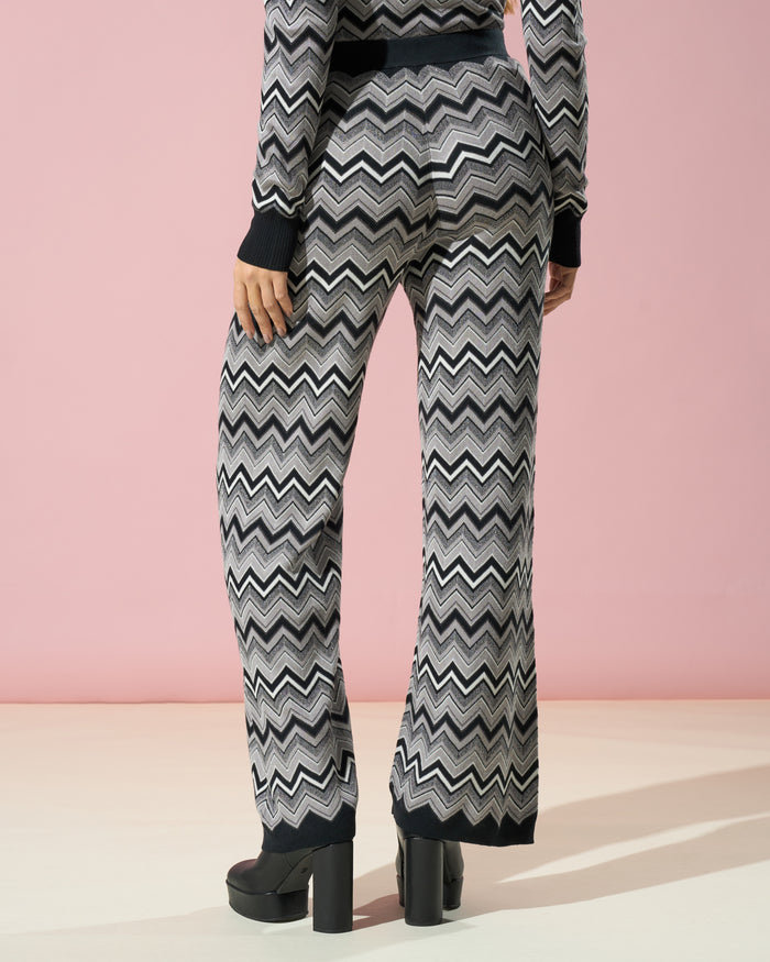 Zig-Zag Pattern Knit Trousers