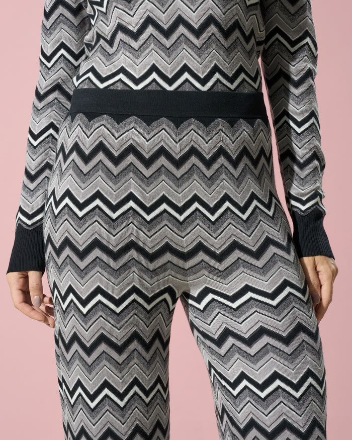 Zig-Zag Pattern Knit Trousers